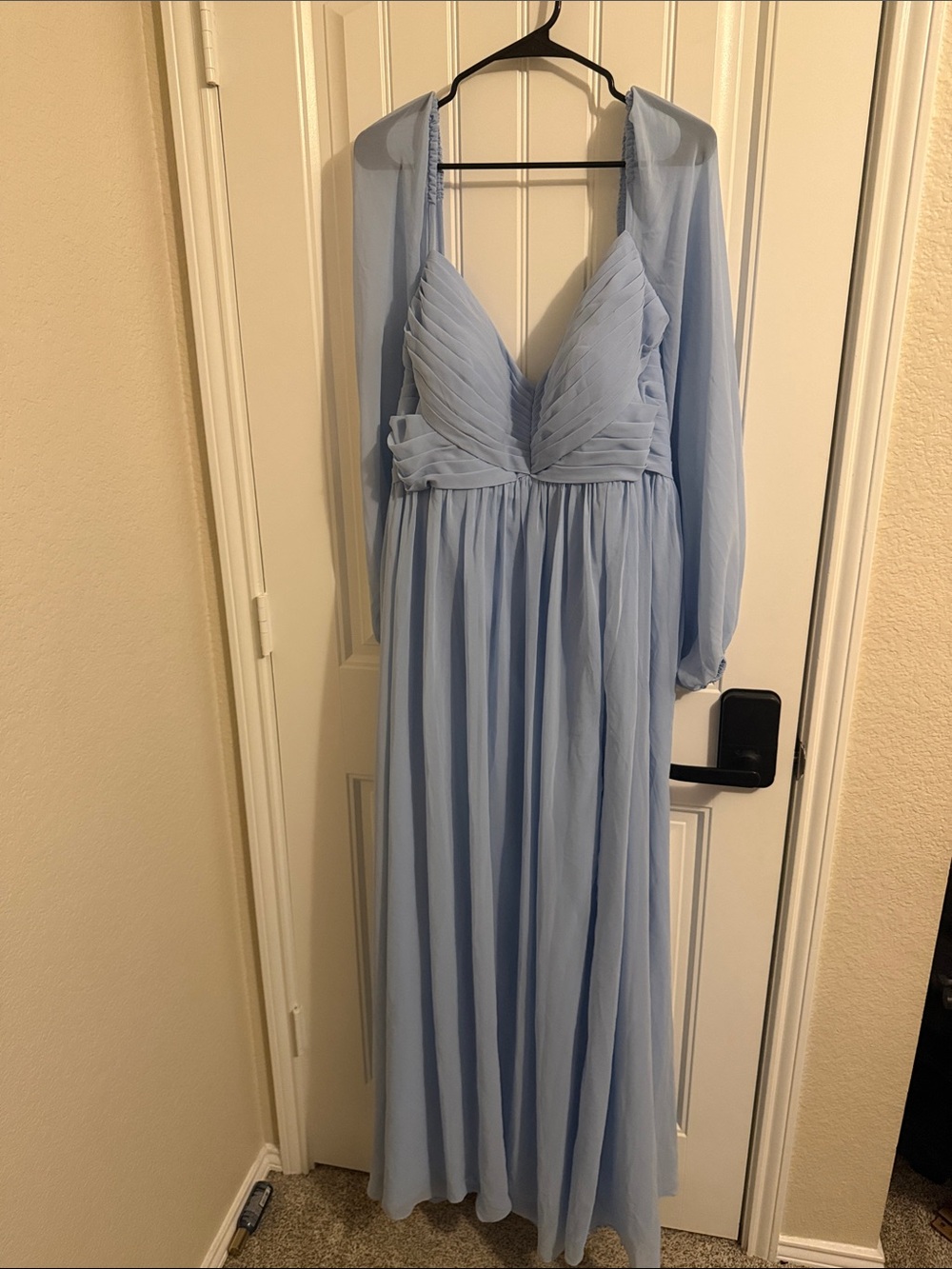 Azazie Light Blue Pleated Chiffon Maxi Dress